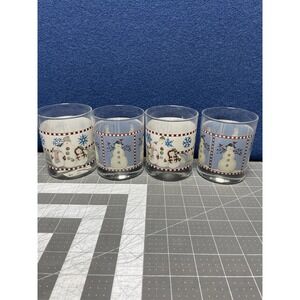 Sakura Debbie Mumm Snowman Double Old Fashioned Glasses Set of‎ 4